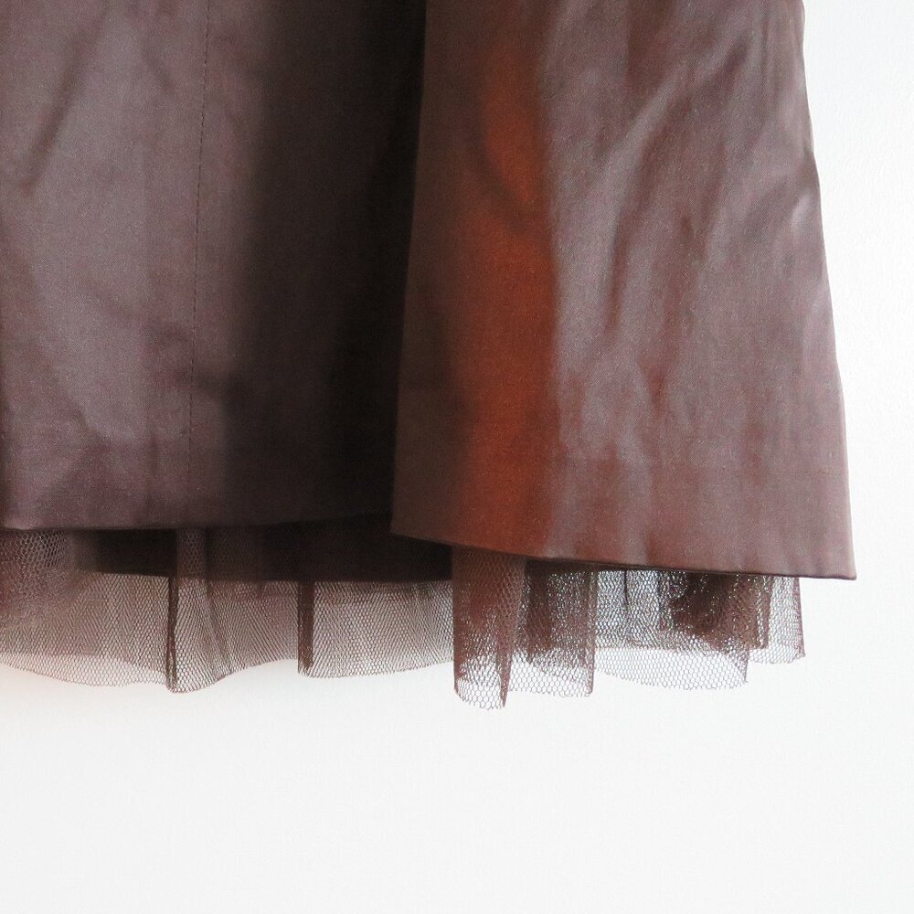 VINTAGE Y2K RW & CO Espresso Brown Satin Sweetheart Tulle Dress Goth - Size US 0 - Picture 12 of 15